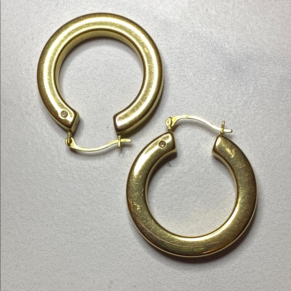 Jewelry - 14K Yellow Gold Hoop Earrings with diamonds